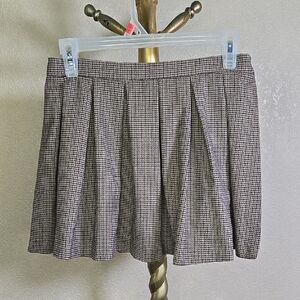 Zara Brown Checkered Pleated Skirt